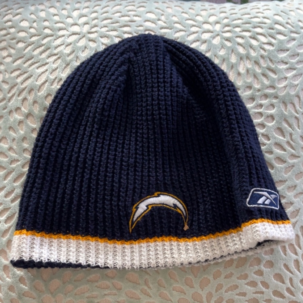 This is a San Diego, Chargers reversible beanie